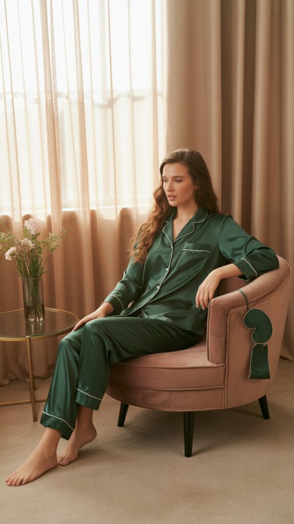 27 Stylish Self Care Sunday Outfits for Every Occasion 2 Luxe Silk Pajama Ensemble
