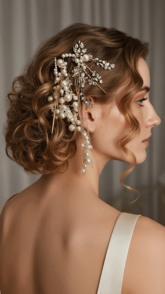 Textured Curly Updo with Accessories