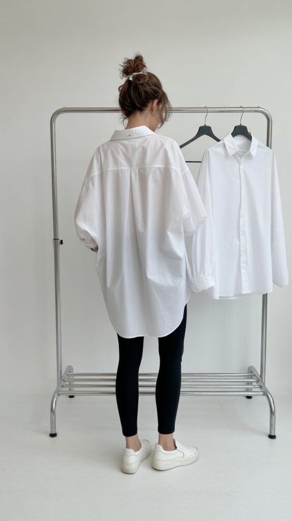 27 Stylish Self Care Sunday Outfits for Every Occasion 19 Boyfriend-Style Shirt and Leggings