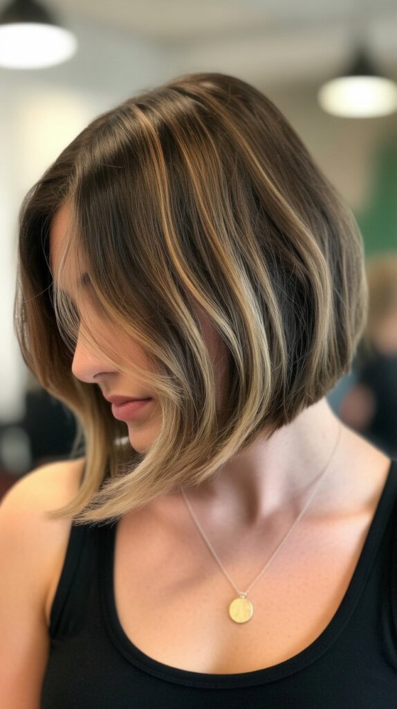 26 Flattering Angled Bob Haircuts Round Faces 21 Angled Bob with Balayage