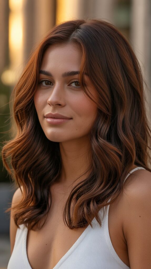 36 Gorgeous Lowlights for Medium Length Brown Hair on Brunettes 5 5. Mahogany Dimension