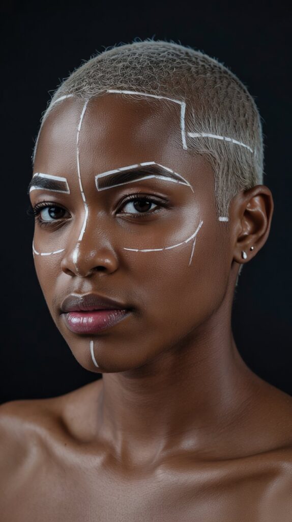 33 Flattering Low Cut Styles for Black Women with Round Faces 26 Buzz Cut with Surgical Line Design