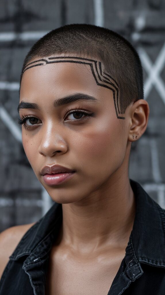 33 Flattering Low Cut Styles for Black Women with Round Faces 11 Buzz Cut with Edge Design
