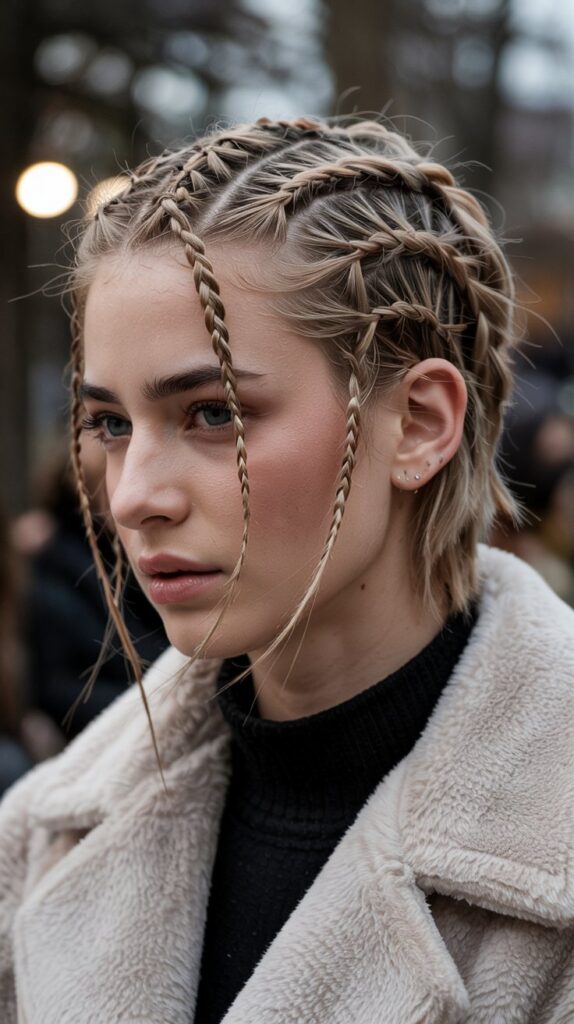 30 Chic Winter Hair Braids for Short Hair 21 Asymmetrical Braid Cascade