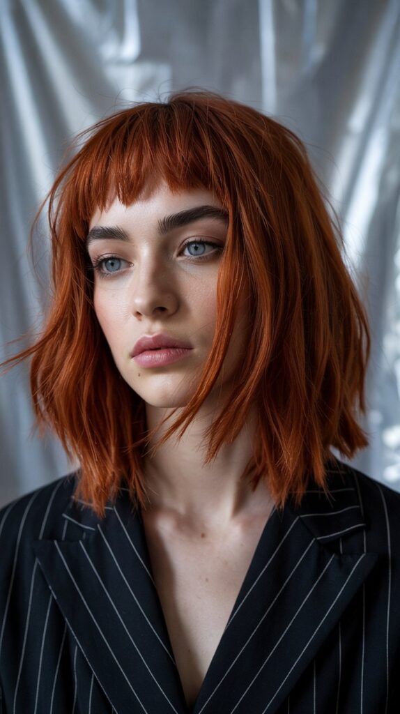 Asymmetrical Long Bob with Curtain Bangs