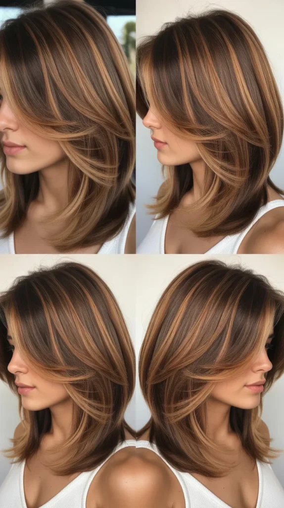 Layered Long Bob with Colour Melt