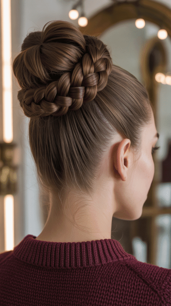 33 Easy and Simple Cute Winter Hairstyles 21 Braided Bun