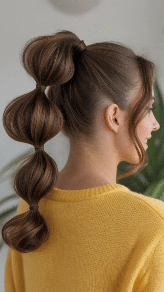 33 Easy and Simple Cute Winter Hairstyles 26 Half-Up Bubble Ponytail