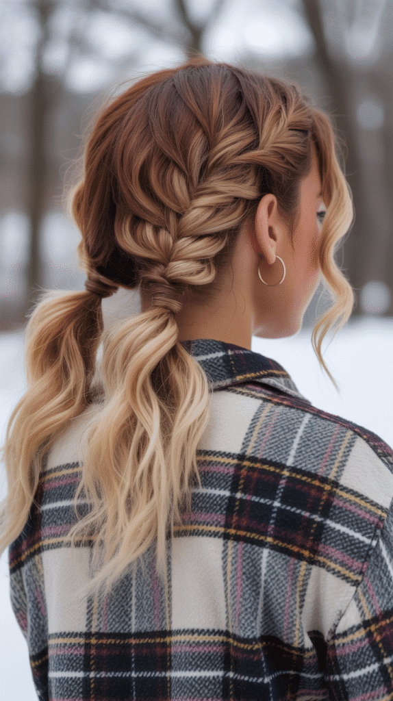33 Easy and Simple Cute Winter Hairstyles 30 Low Pigtails with Texture
