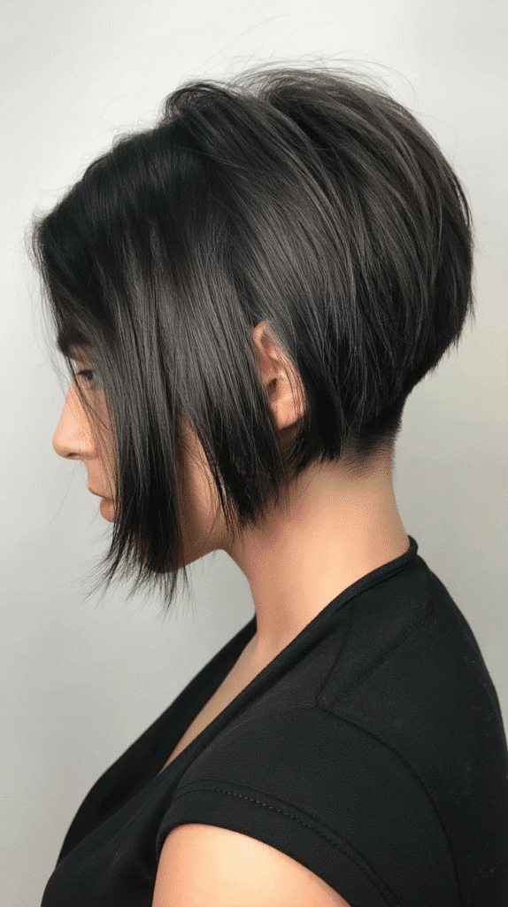 Best 27+ Inspiring Back View Stacked Inverted Bob Haircut Ideas 3 Asymmetrical Stacked Bob with Extreme Angle