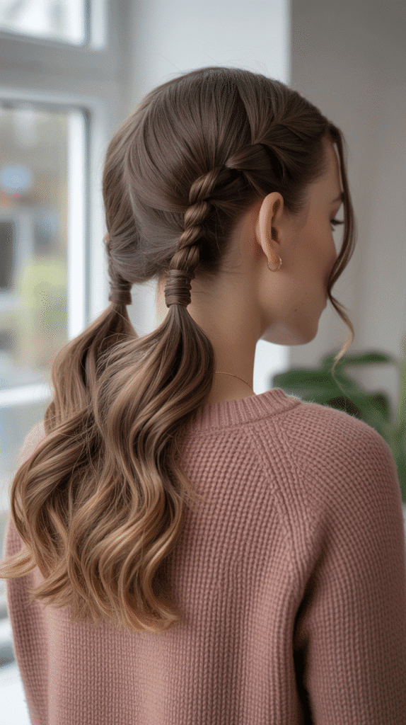 33 Easy and Simple Cute Winter Hairstyles 19 Twisted Half-Up Style