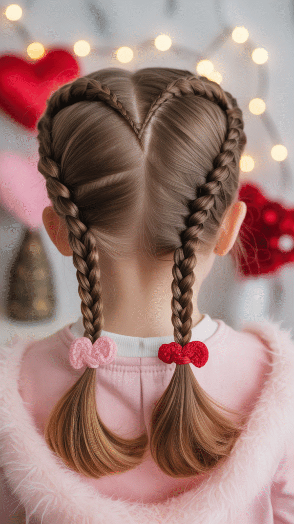 33 Cute Winter Hair Braids for Kids 12 Heart-Shaped Braid