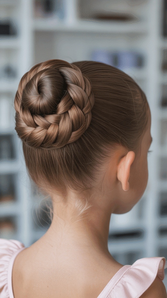 33 Cute Winter Hair Braids for Kids 17 Braided Bun