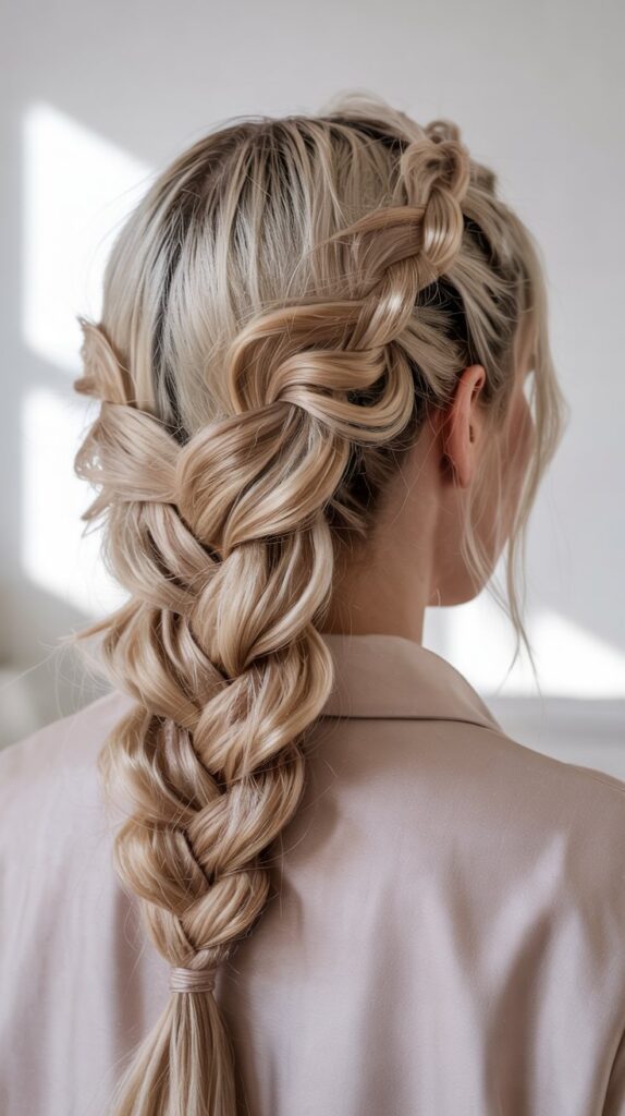 27 Beautiful Winter Hair Braid Color Inspirations 17 Champagne Blonde Pull-Through Braids