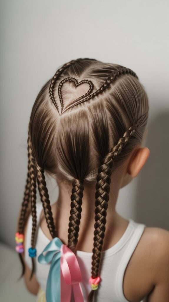 30 Best Cornrow Hairstyles for Kids with Natural Hair 4 Heart-Shaped Cornrow Design