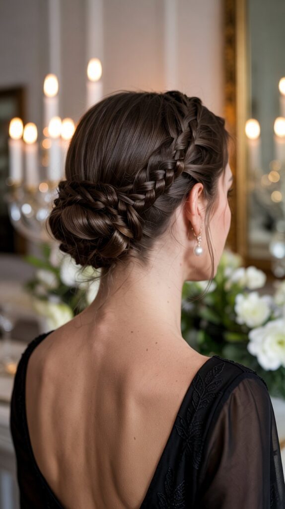 27 Trendy Winter Hair Braid Styles to Try 27 Braided Low Bun with Wrap