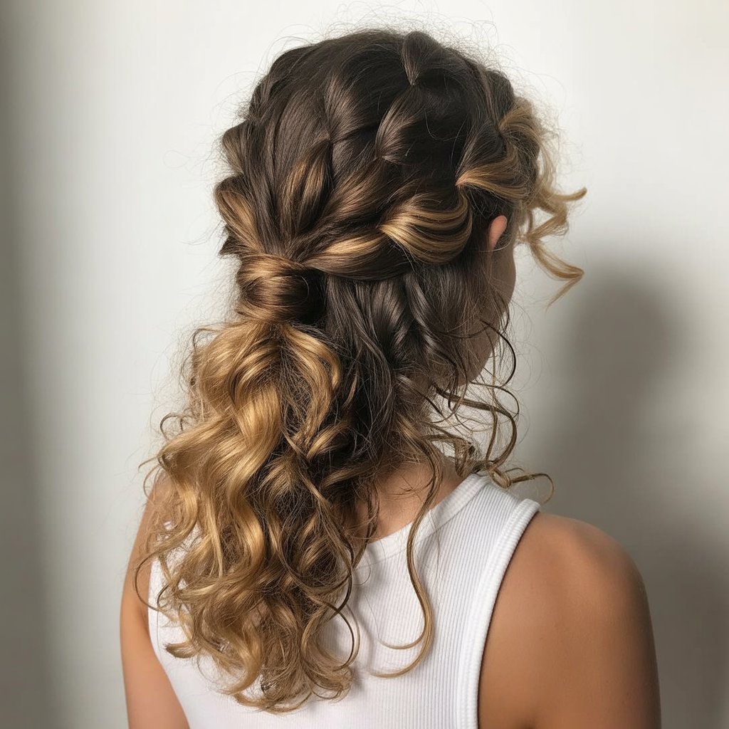 33 Modern Half Up Half Down Curly Hair Ideas That Will Turn Heads on Any Occasion 23 Knotted Half Up