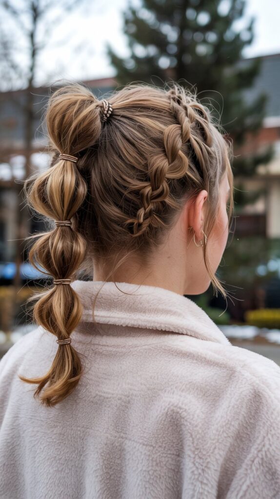 30 Chic Winter Hair Braids for Short Hair 20 Bubble Braid Illusion