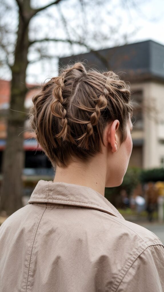 30 Chic Winter Hair Braids for Short Hair 23 Triple Twist Back