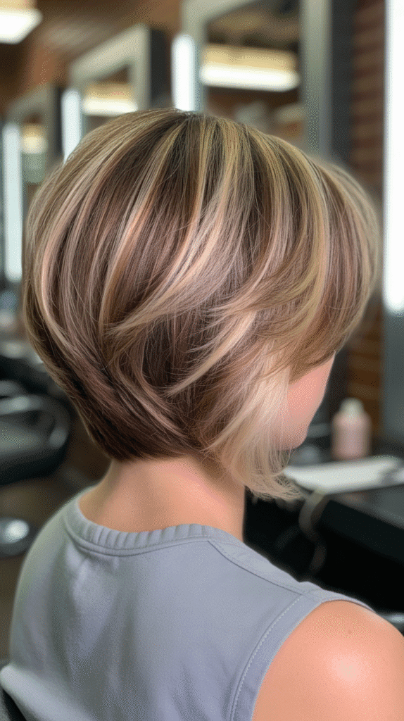 Best 27+ Inspiring Back View Stacked Inverted Bob Haircut Ideas 7 Stacked Bob with Highlighted Dimension