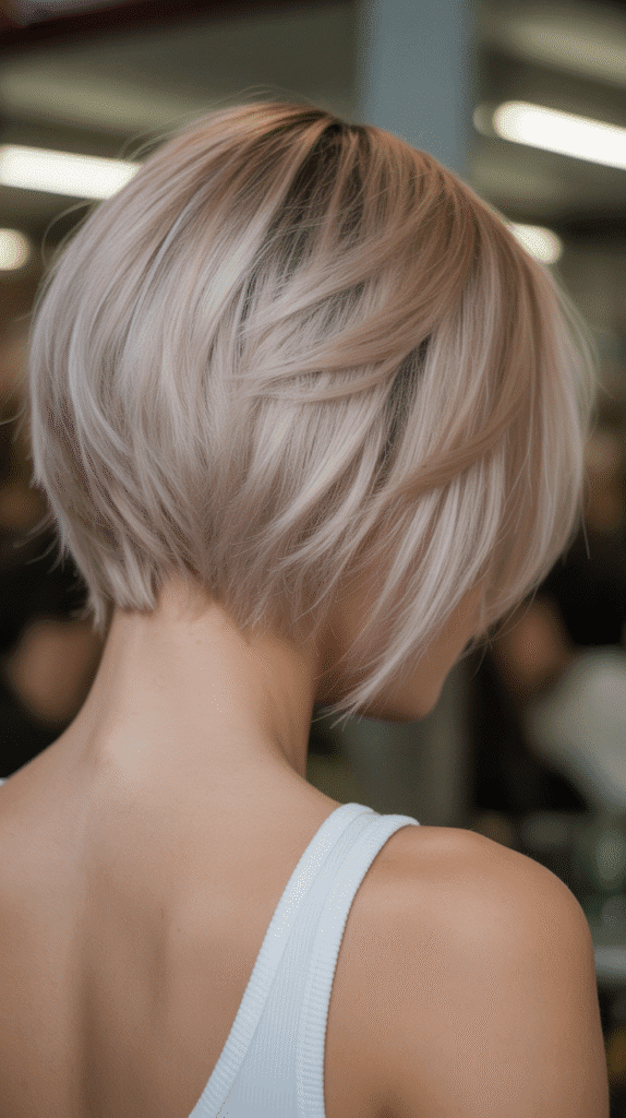 Best 27+ Inspiring Back View Stacked Inverted Bob Haircut Ideas 12 Stacked Bob with Razored Edges