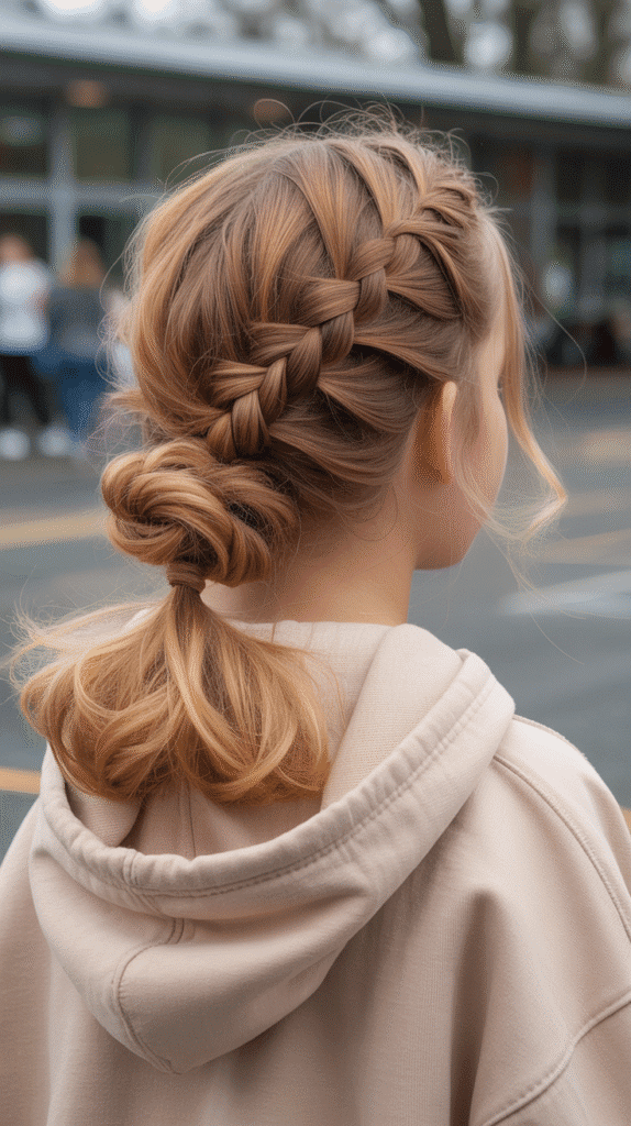 27 Elegant Cute Winter Updo Hairstyles for School 25 Messy Dutch Braid into Bun