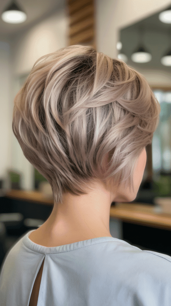 Best 27+ Inspiring Back View Stacked Inverted Bob Haircut Ideas 2 Textured Stacked Bob with Choppy Layers