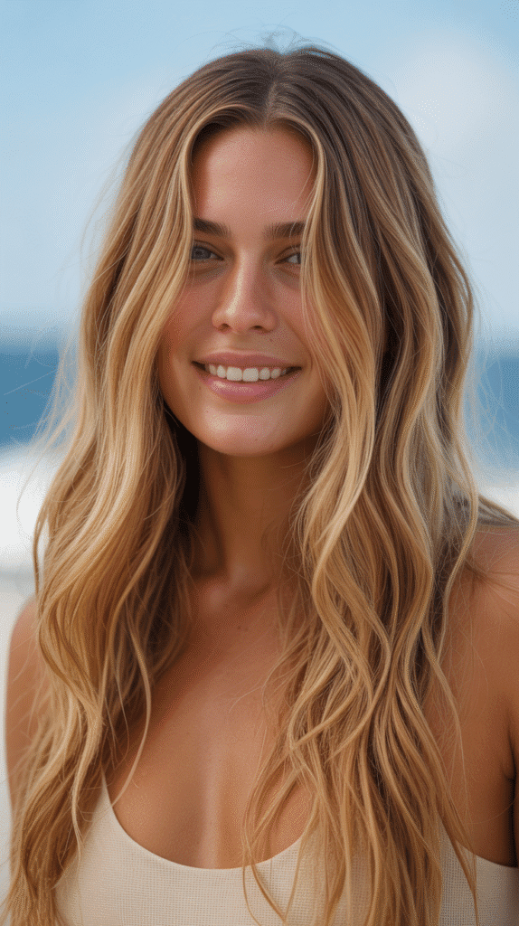 Sun-Kissed Blonde Highlights with Tawny Lowlights