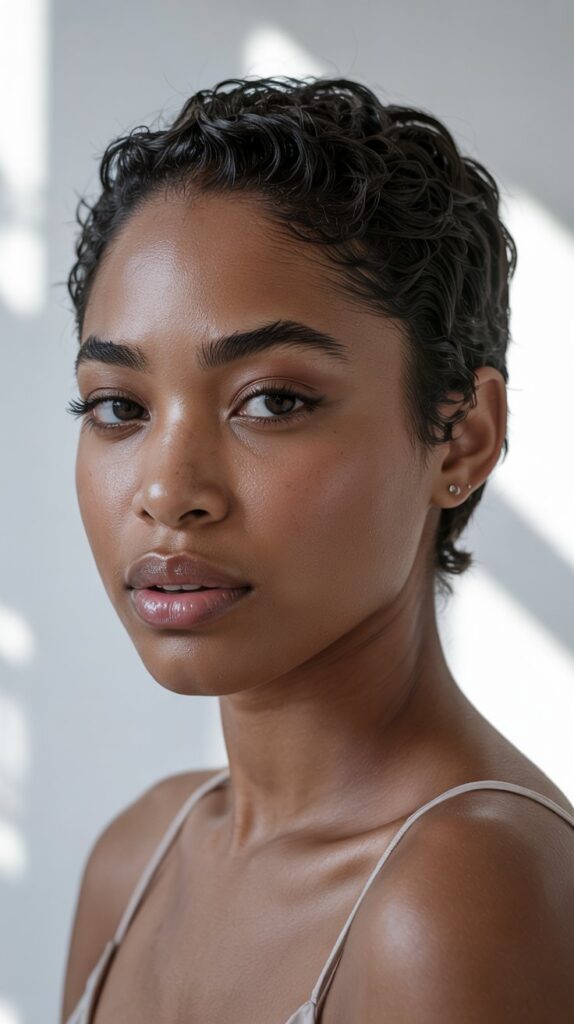 33 Flattering Low Cut Styles for Black Women with Round Faces 3 Buzz Cut with Natural Texture