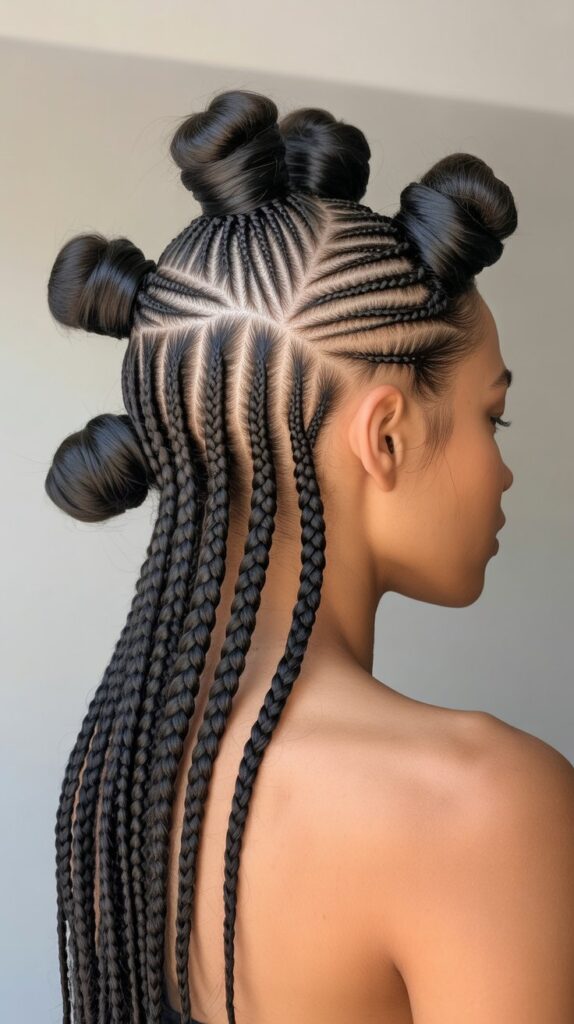30 Best Cornrow Hairstyles for Kids with Natural Hair 27 Cornrows with Bantu Knots