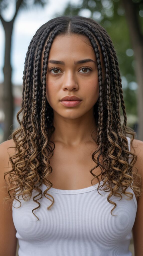 Transform Your Look: 25+ Stunning Curly Hairstyles For Round Faces 26 Goddess Braids With Curly Ends