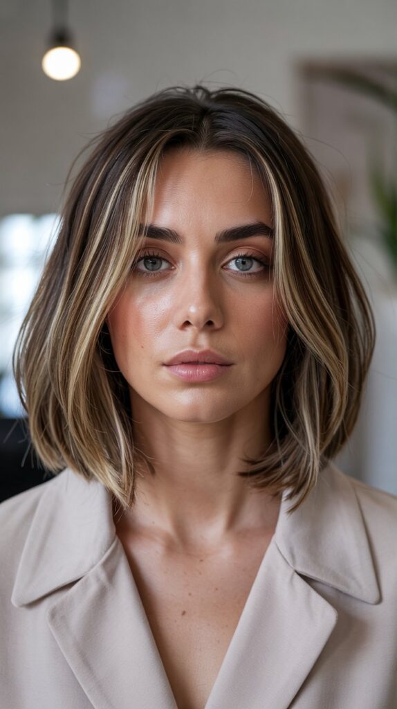 30 Stunning Long Bob with Layers and Curtain Bangs 29 Long Bob with Layered Softness and Curtain Bangs for Heart Faces
