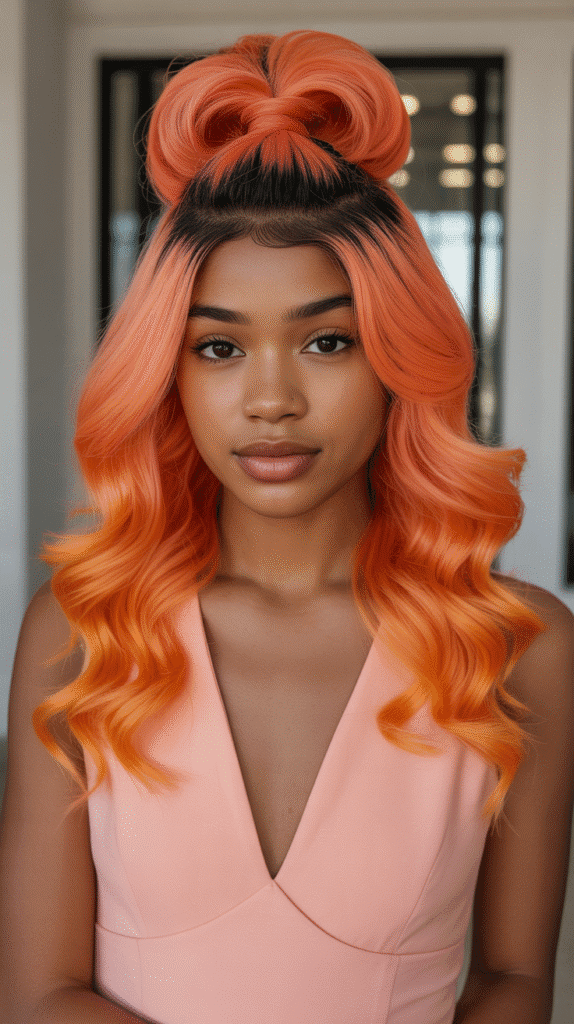 Coral Orange Deep Wave Half-Crown