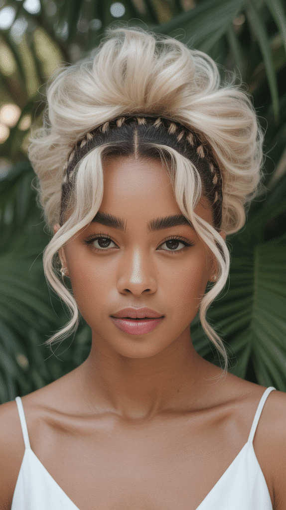 Vanilla Blonde Messy Updo with Tendrils