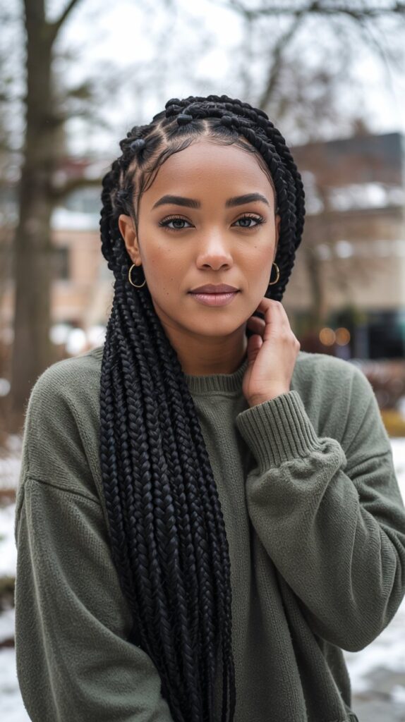27 Chic Cute Winter Hairstyles for Black Women 21 Ghana Braids