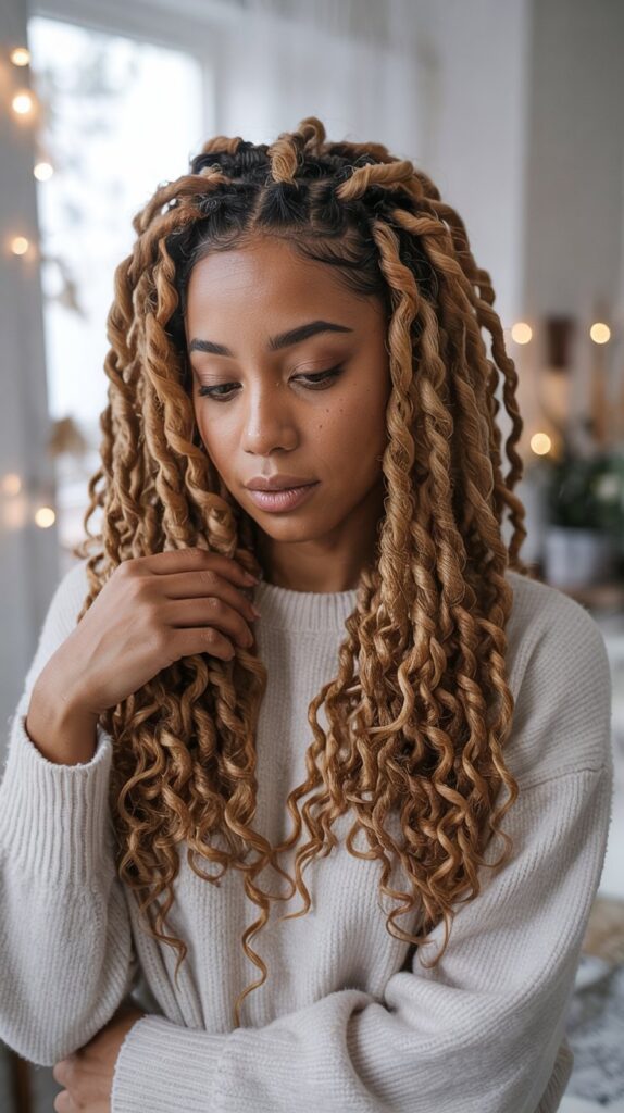 27 Chic Cute Winter Hairstyles for Black Women 8 Goddess Locs