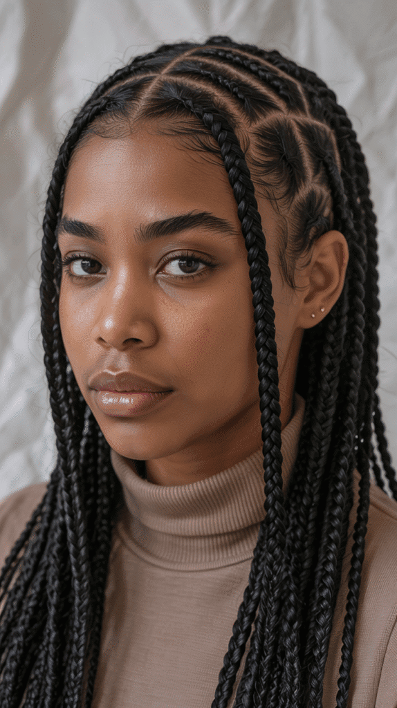 27 Stunning Winter Hair Braids for Black Hair 22 Mixed Braid Sizes for Textured Winter Interest