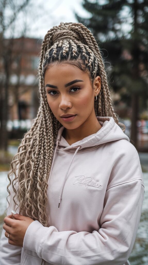 27 Chic Cute Winter Hairstyles for Black Women 6 Cornrows into a Ponytail