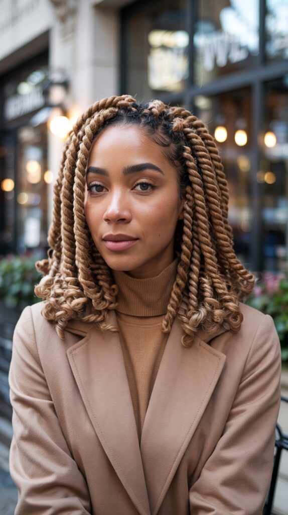 27 Chic Cute Winter Hairstyles for Black Women 12 Chunky Two-Strand Twists