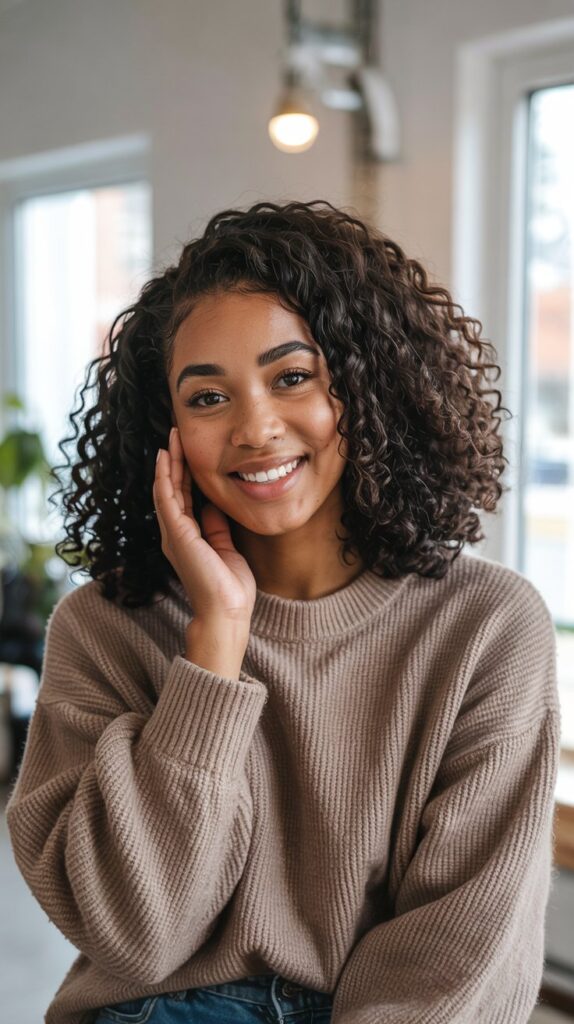 27 Chic Cute Winter Hairstyles for Black Women 20 Wash-and-Go with Defined Curls