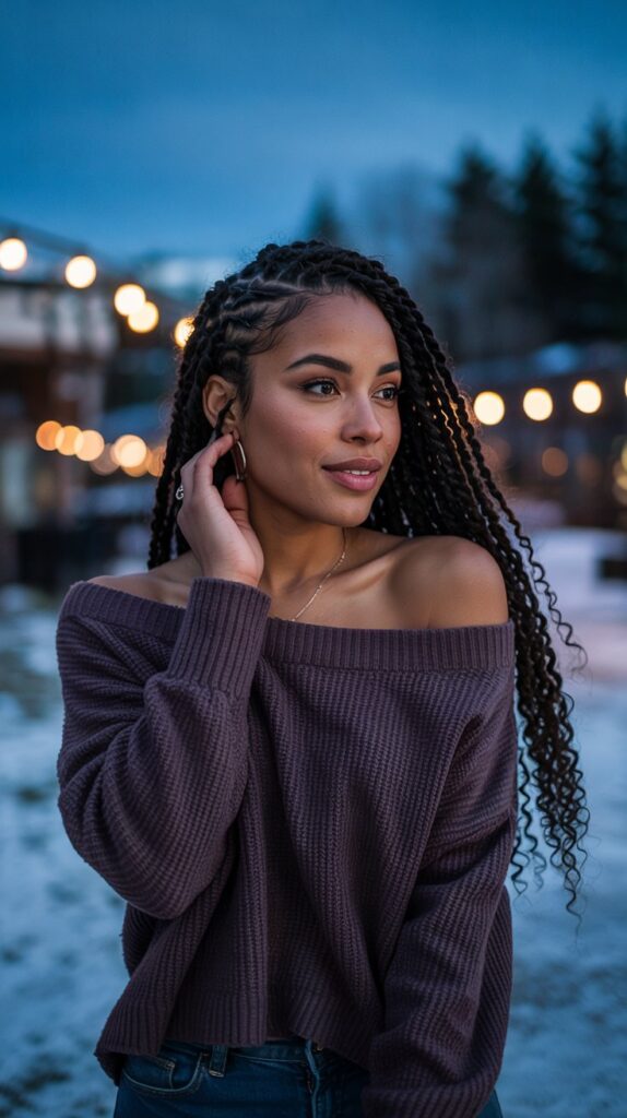 27 Stunning Winter Hair Braids for Black Hair 20 Side Cornrows with Curly Ends