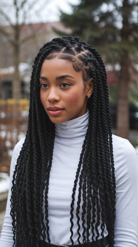 27 Chic Cute Winter Hairstyles for Black Women 19 Senegalese Twists