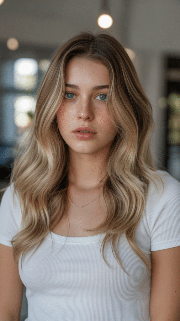 33 Soft Blonde Highlights on Brown Hair Looks 27 Dark brown hair with cool-toned blonde highlights creating contemporary contrast, modern and sophisticated, cool color palette, professional color correction