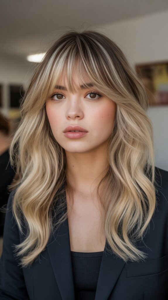 Blonde Highlights with Bangs