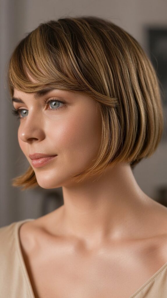 34+ Latest Bob Haircuts for Fine Hair 20 Bob with Side-Swept Bangs