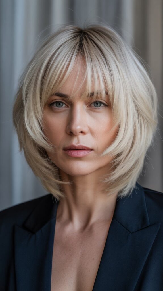 30 Stylish Long Bob with Curtain Bangs for Women Over 40 25 Asymmetrical Long Bob with Curtain Bangs