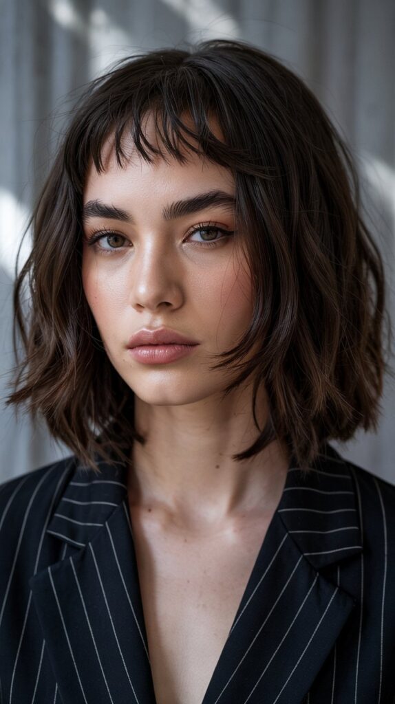 30 Stunning Long Bob with Layers and Curtain Bangs 17 Long Bob with Soft Layers and Micro Curtain Bangs