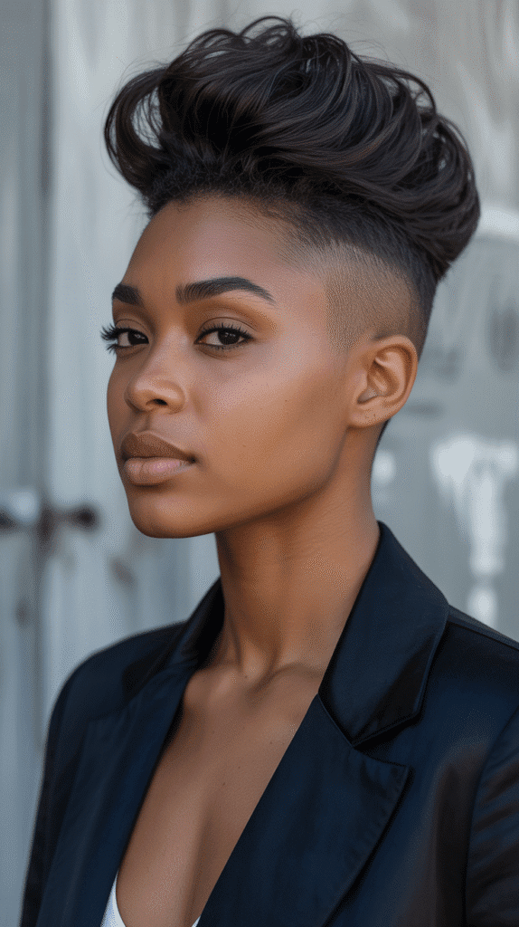 27 Modern Short Haircuts for Black Women You'll Love 22 The Pompadour Fade
