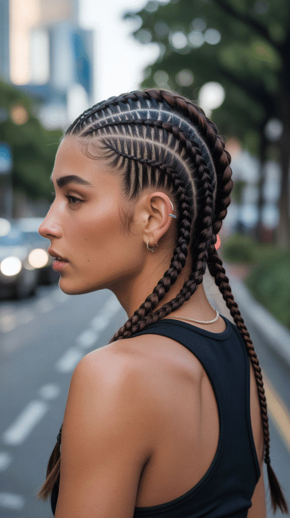 30 Winter Hair Braids Inspired by Aespa 3 Giselle's Edgy Boxer Braids