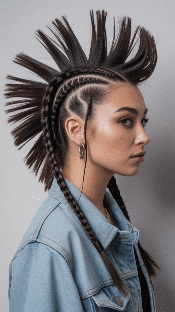 30 Winter Hair Braids Inspired by Aespa 25 Braided Faux Hawk
